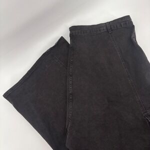 PrettyLittleThing Plus Size 20 Black Wide Leg Crop Cargo Pants Goth